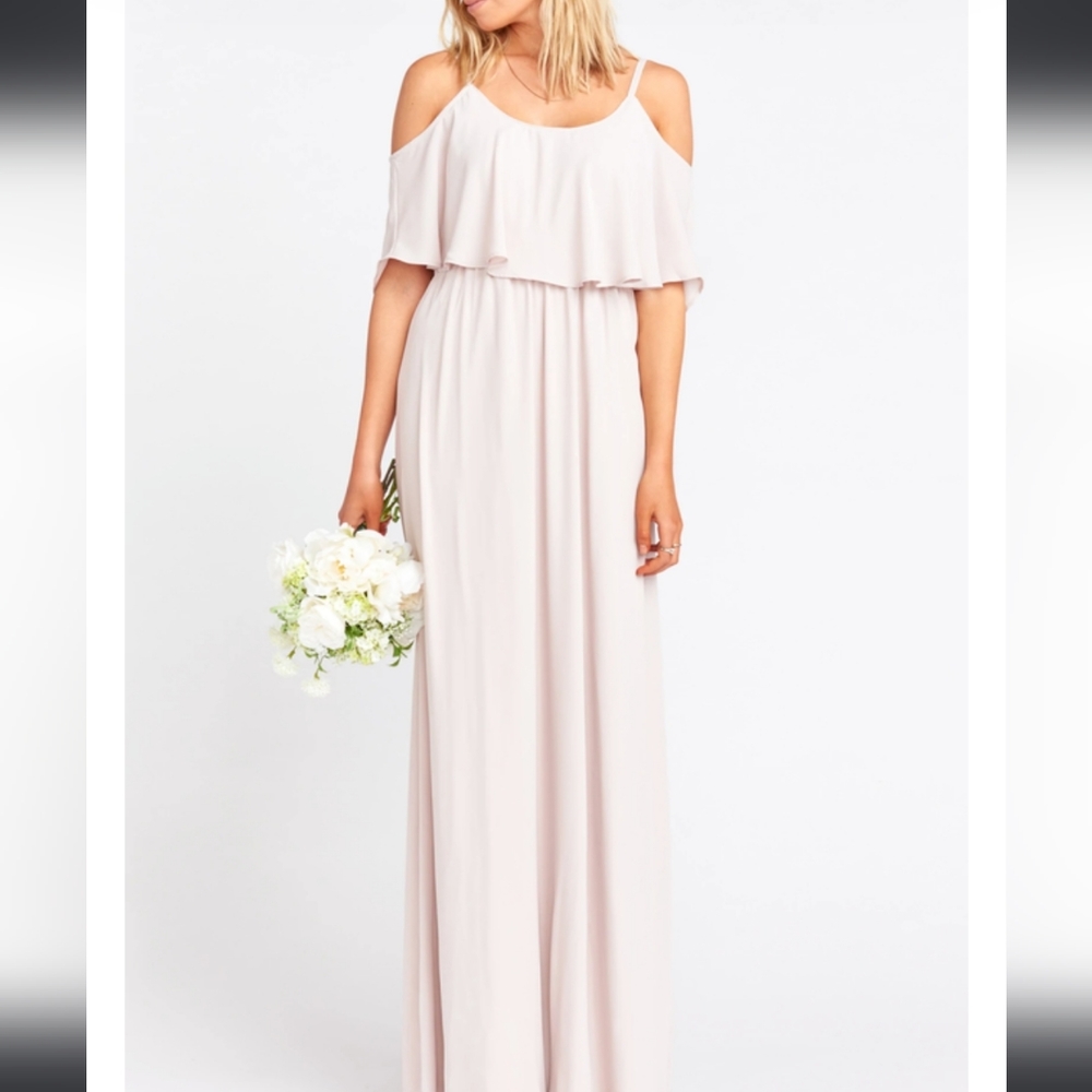 NWT, Show Me Your Mumu Women's Dusty Blush  Crisp Caitlin Ruffle Maxi Dress,L…